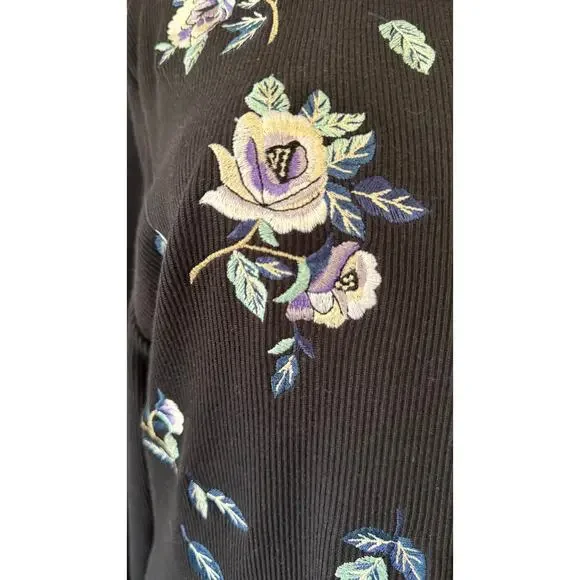 Vintage Together! Women’s Black Embroidered Floral Button Up Cardigan Sweater XL - Picture 8 of 8